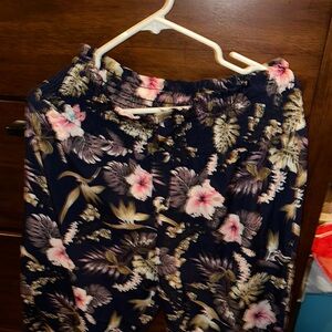 Floral Print Navy Pants